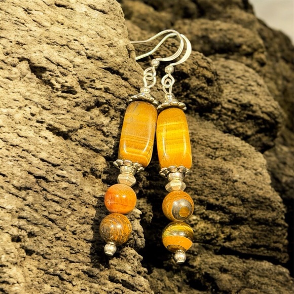 Hand Crafted Jewelry - Handcrafted tigers eye earrings